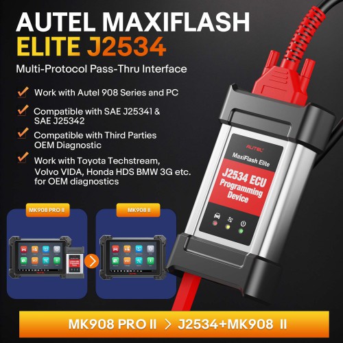 2024 Autel Maxicom MK908 Pro II Scanner J2534 Programming Tool ECU Program Coding 36+ Services Scan VIN and Pre&Post Scan