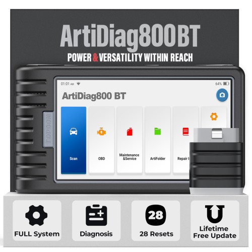 TOPDON Artidiag800 BT Artidiag 800 BT Mid-level Diagnostic Tool All System Diagnostics 28 Maintenance Service AutoVin & AutoScan Free Update
