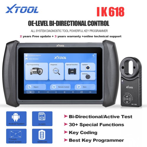 XTOOL InPlus IK618 OE-Level Bi-directional Control All System Diagnostic Tool Powerful Key Programmer 2 years Free Update 3 Years Warranty