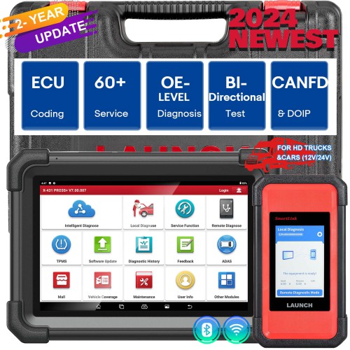 LAUNCH X431 PRO3S+SmartLink HD Diagnostic Tool for 12V 24V Diesel&Gasoline Support ECU Coding CANFD &DOIP J2534 Programming 2 Years Free Update
