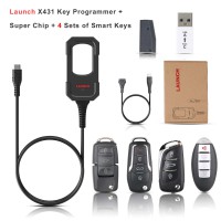 Launch X431 Key Programmer with Super Chip and 4 Sets of Smart Keys Work with x431 Immo Elite/immo plus/PAD VII/PAD V/PRO3S+ V5.0