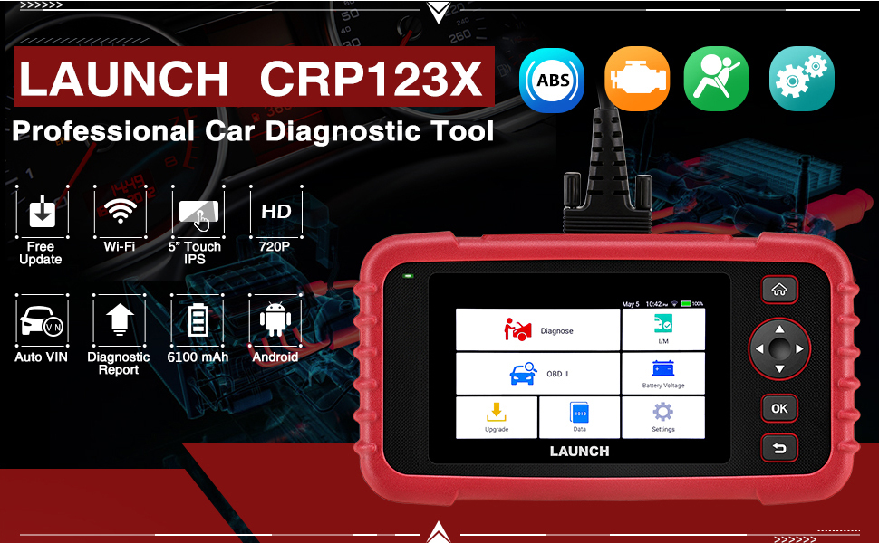 X-431 LAUNCH CRP123X OBD2 Scanner Auto Code Reader Car Diagnostic Tool ENG  AT ABS SRS